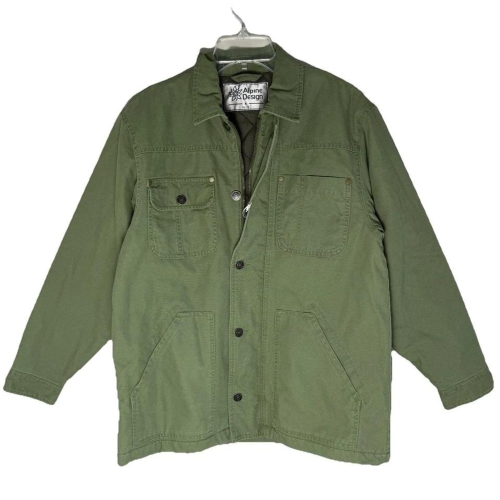 Alpine Design Womens Quilted Lined Chore Coat Jacket Olive Green sz Medium NWT
